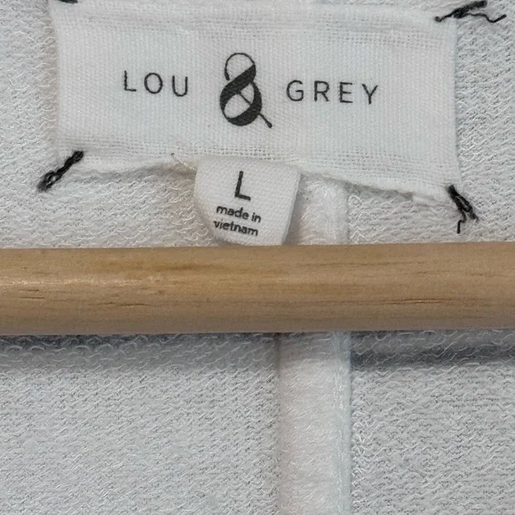 Loft Lou & Grey Women’s Large Ivory with Gray Strips Swing T-Shirt Midi Dress - Picture 6 of 8